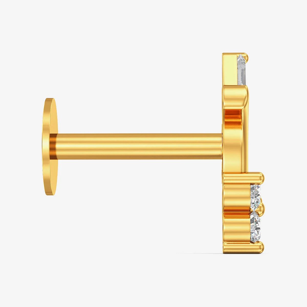 9K Gold Pink Baguette Floral Nose Pin 3