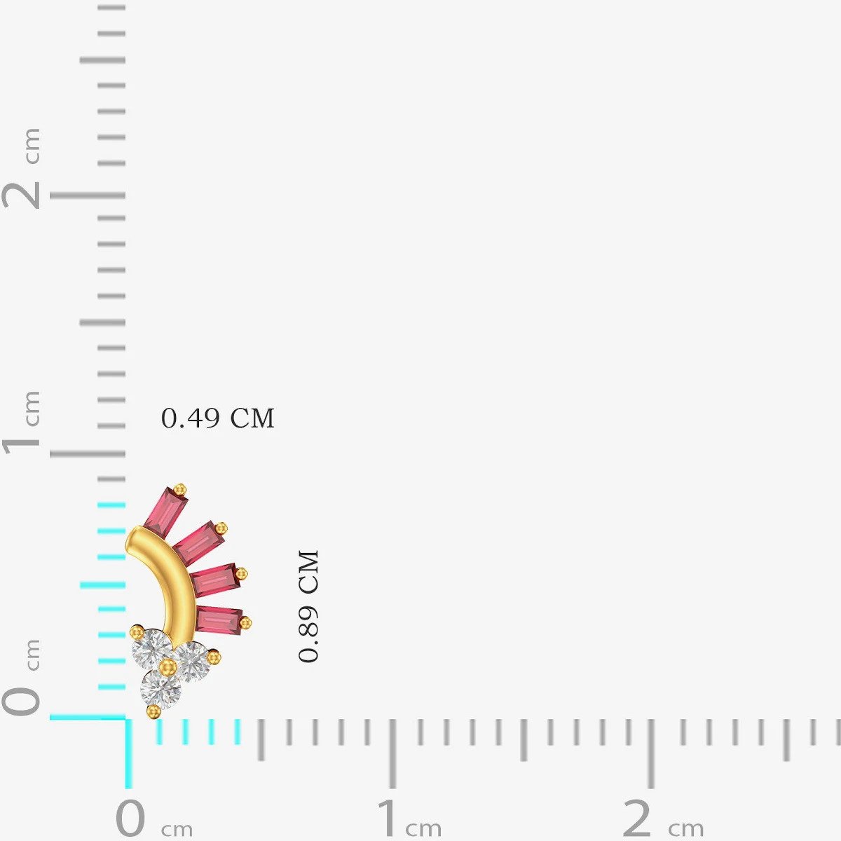 9K Gold Pink Baguette Floral Nose Pin 5