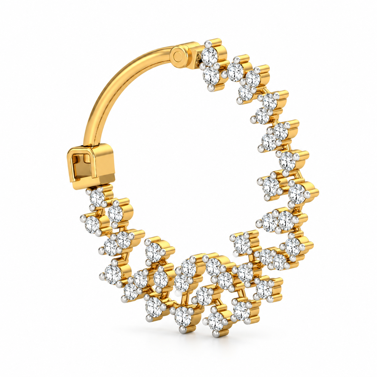 9K Gold Diamond Floral Hoop Nose Pin 2