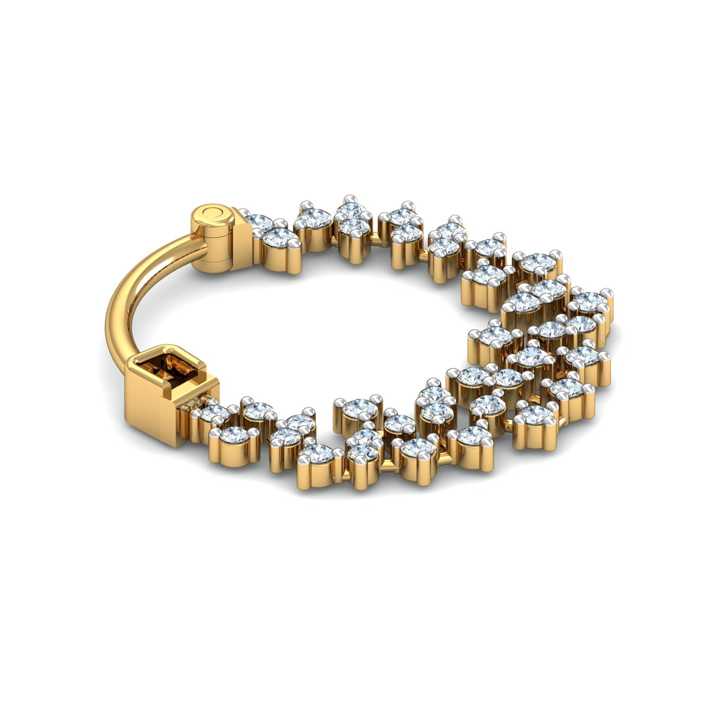 9K Gold Diamond Floral Hoop Nose Pin 4