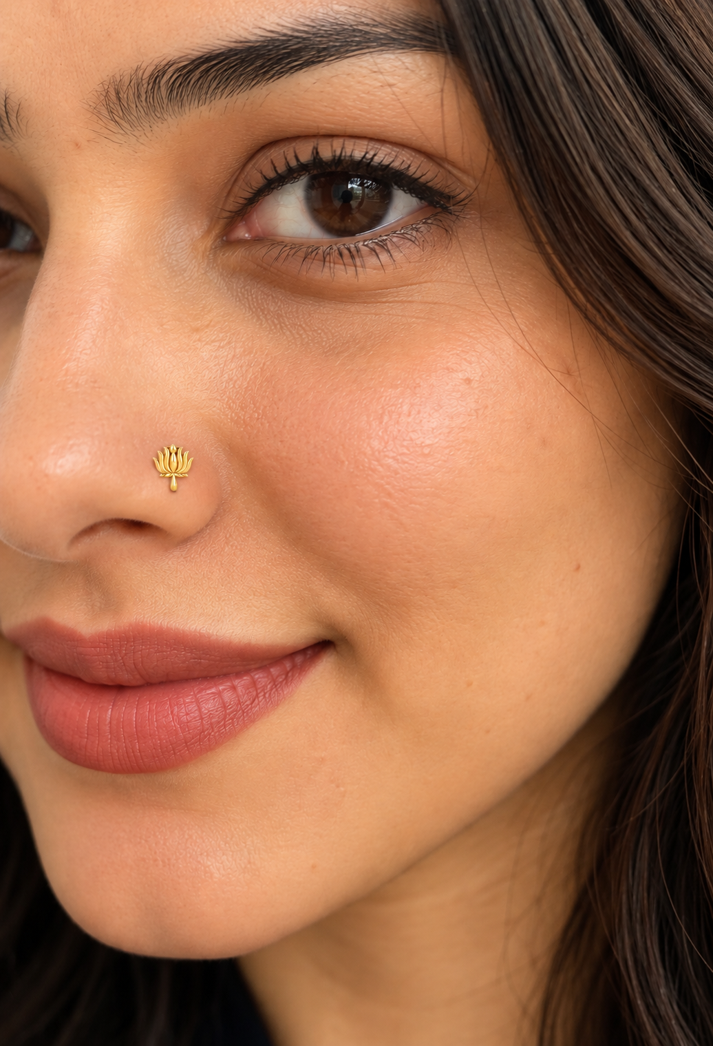 9K Gold Lotus Flower Nose Pin 2