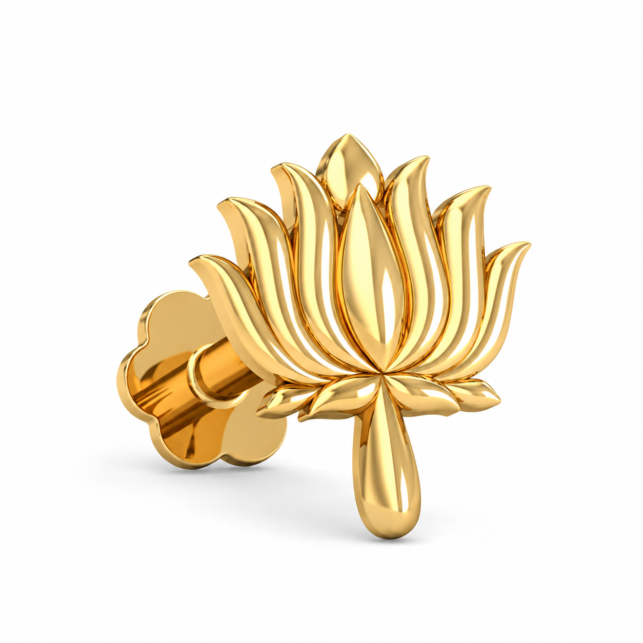 9K Gold Lotus Flower Nose Pin 5