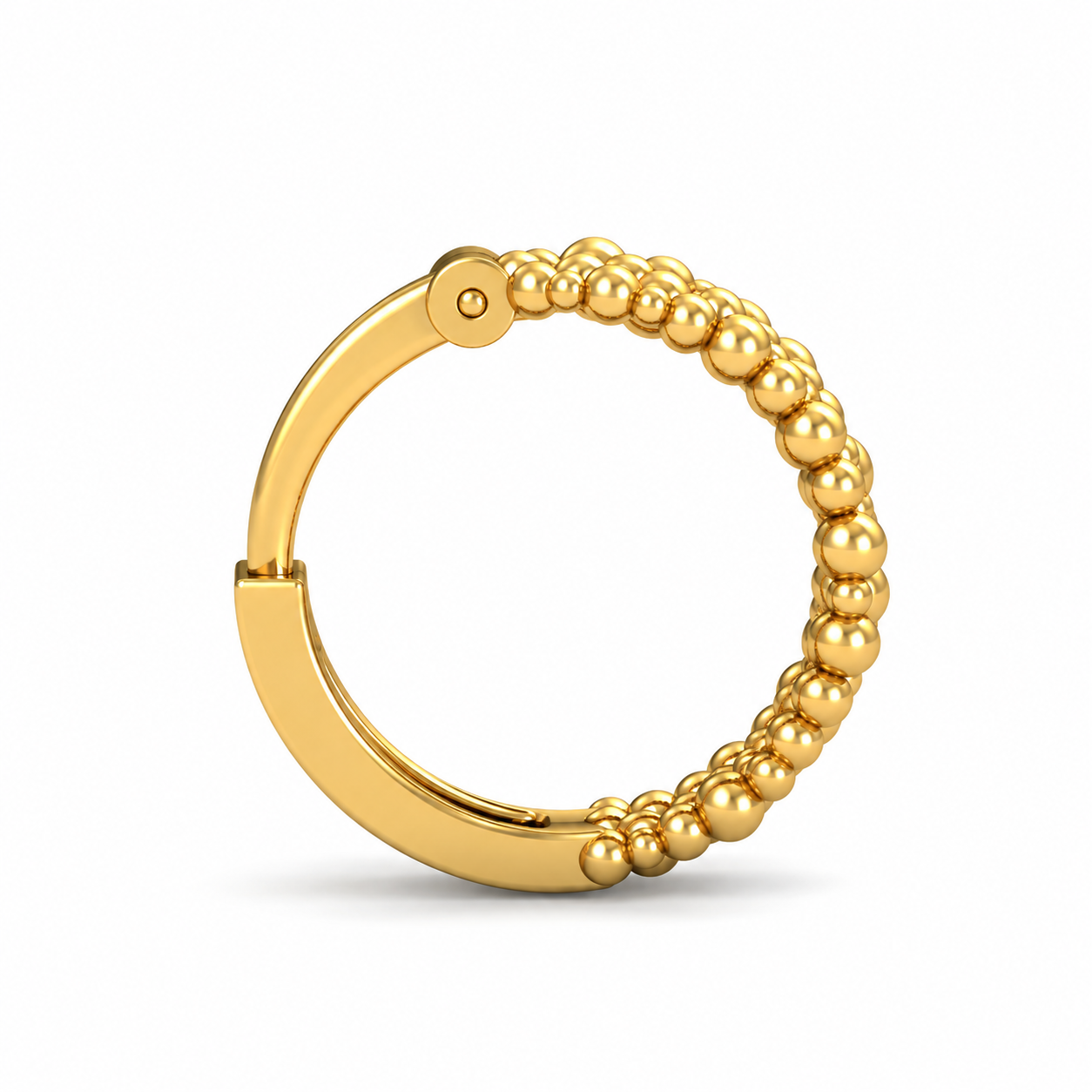 9K Gold Beaded Crescent Hoop Nose Ring 3