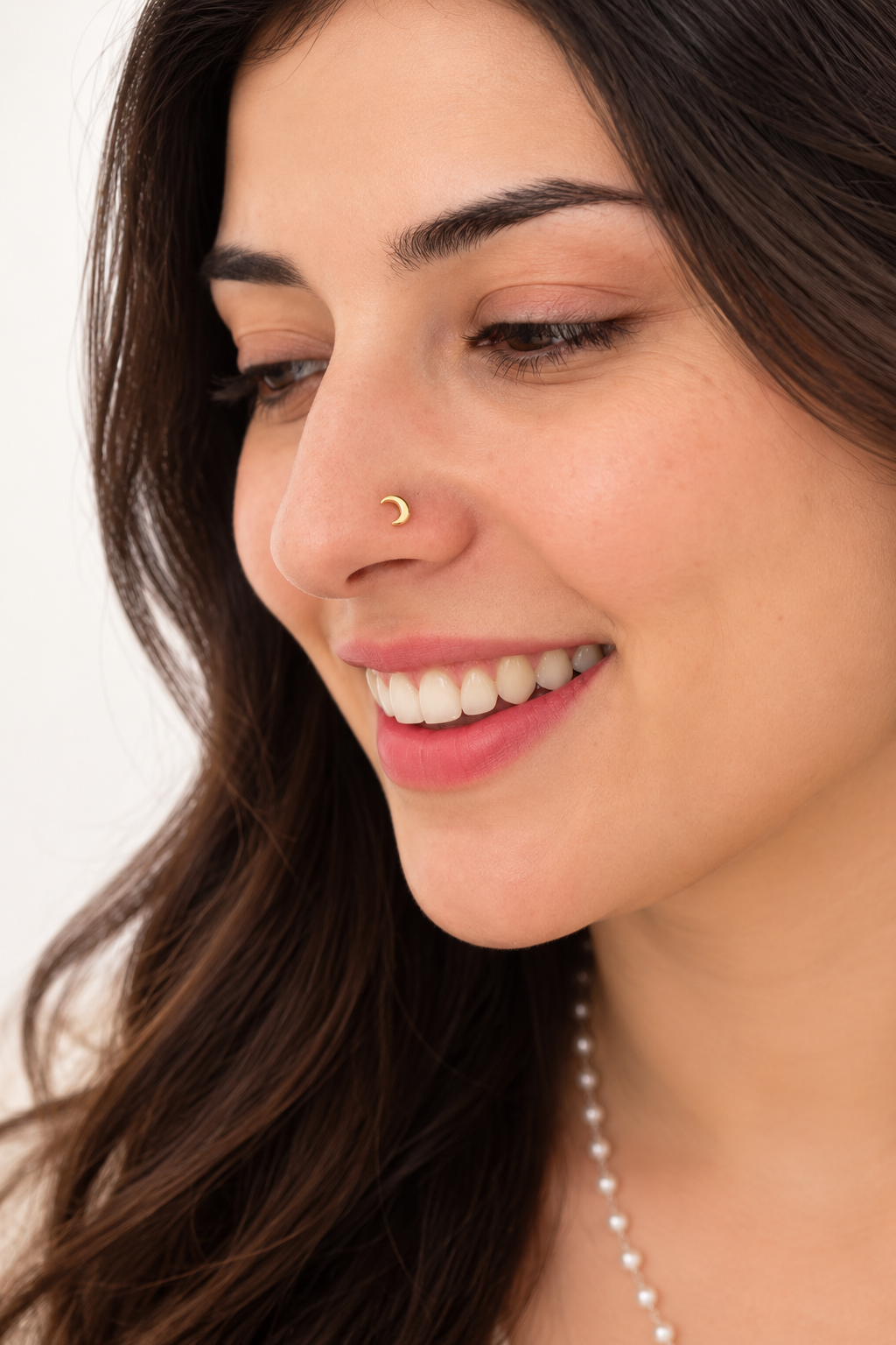 9KT Gold Crescent Moon Nose Stud for Women 2