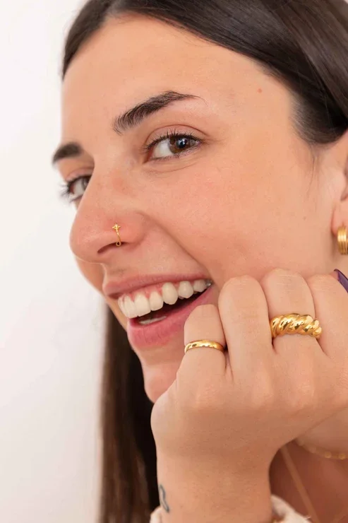 9KT Gold KEMATE Floral Nose Ring 3