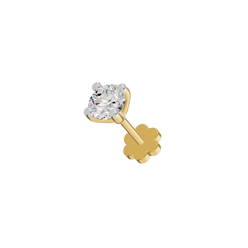 9KT Gold Diamond Clover Nose Pin for Women 4