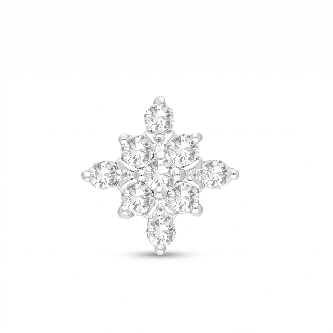9KT Gold Diamond Floral Nose Pin for Women 4