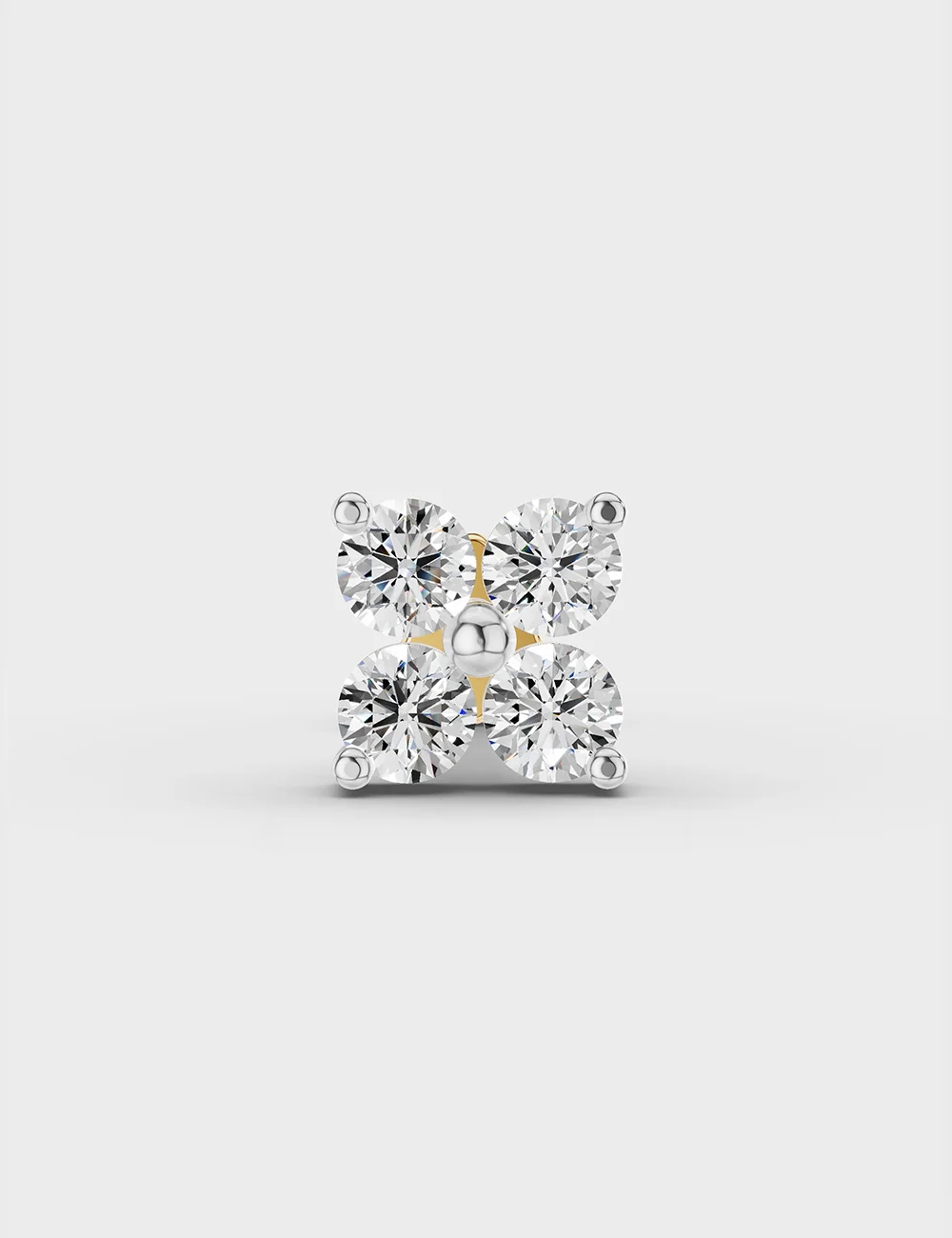 9KT Gold Diamond Four Stone Flower Nose Pin for Women 3