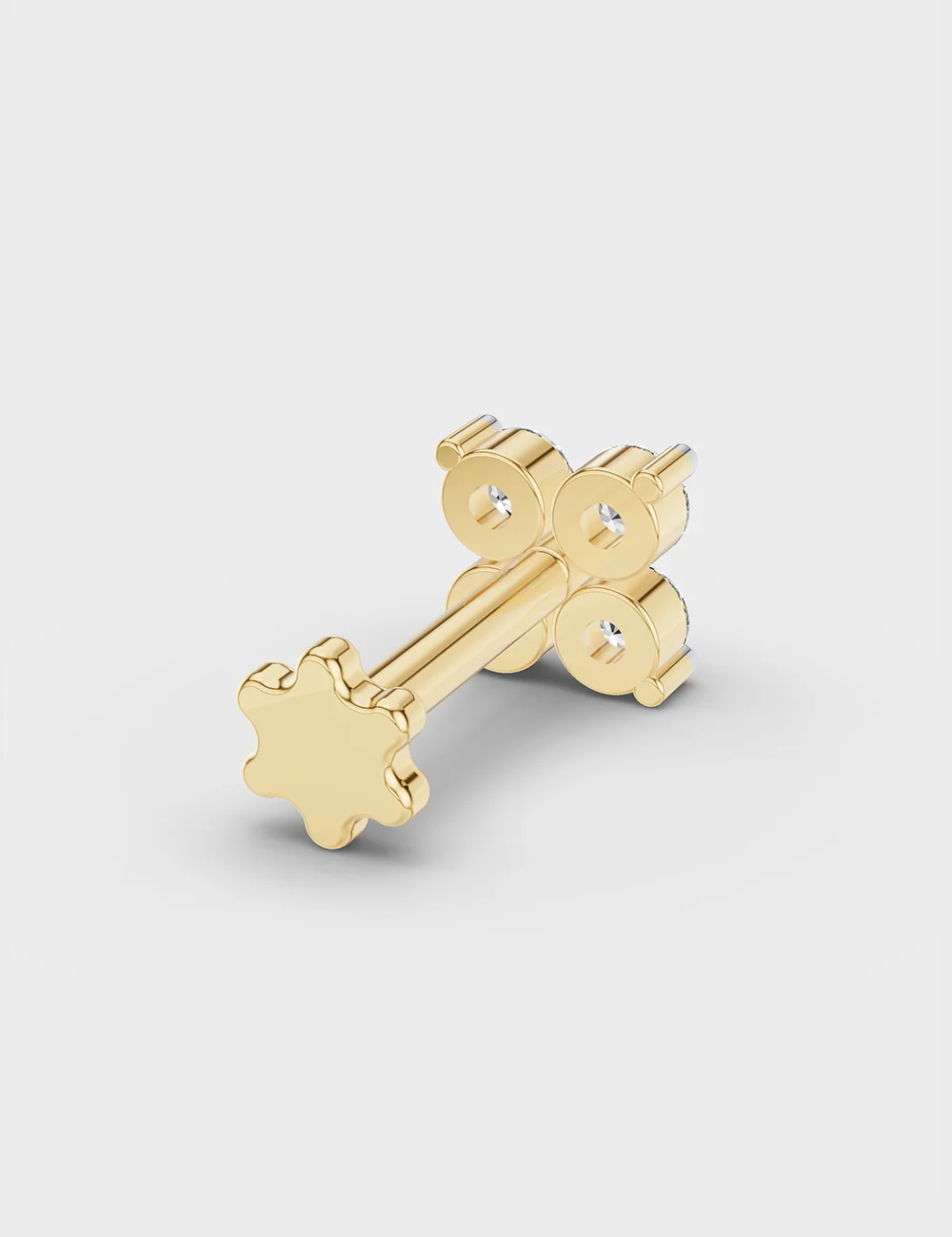 9KT Gold Diamond Four Stone Flower Nose Pin for Women 5