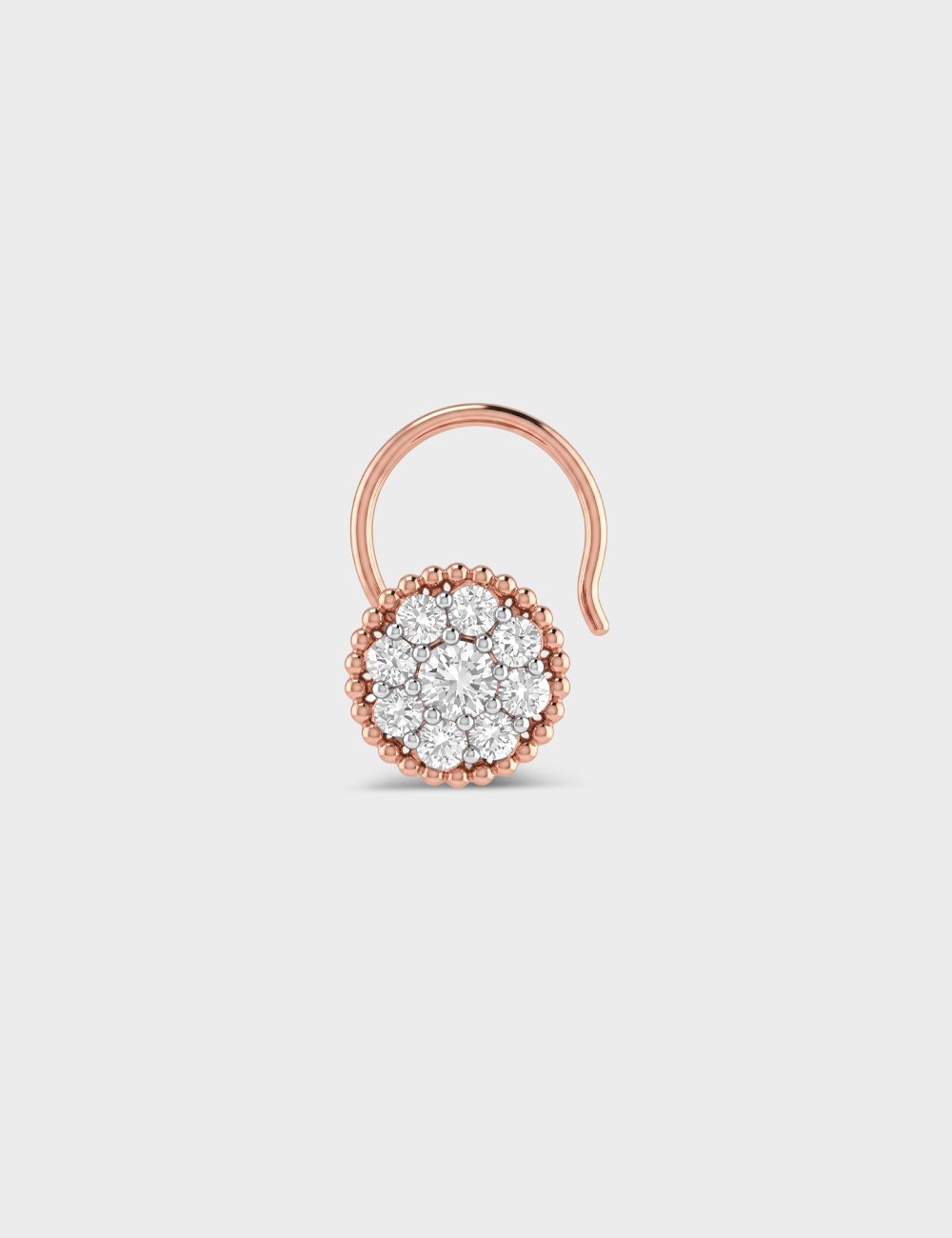 9KT Gold Diamond Cluster Nose Ring for Women 2