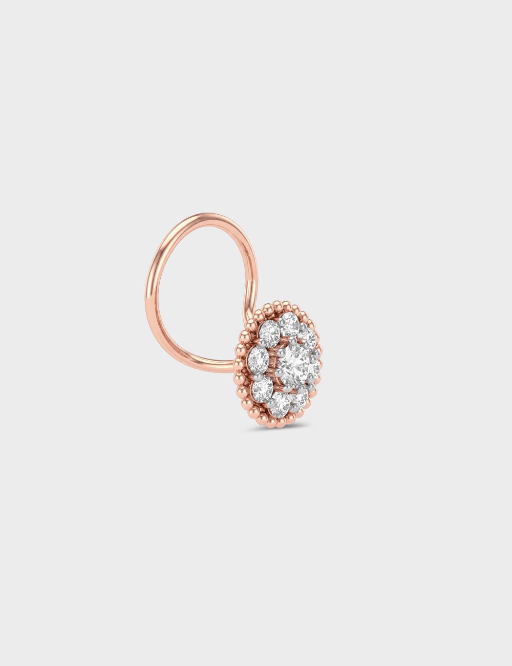 9KT Gold Diamond Cluster Nose Ring for Women 3