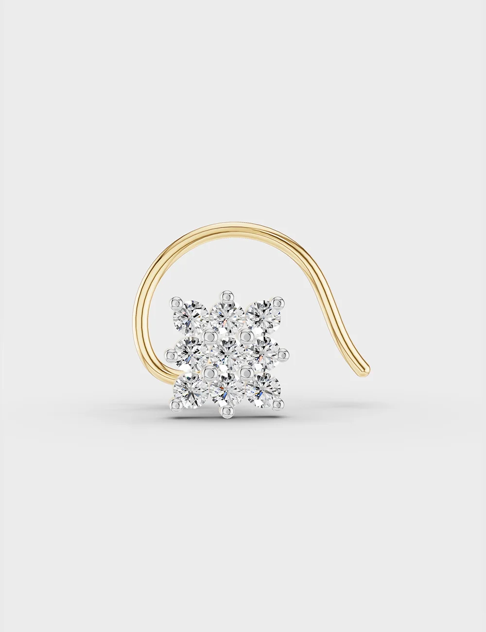 9KT Gold Diamond Cluster Nose Pin for Women 3