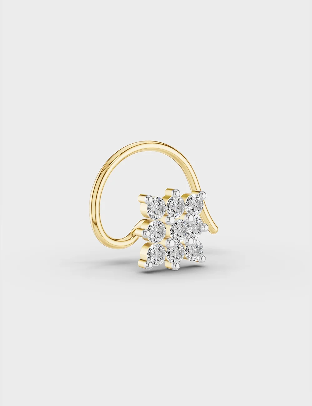 9KT Gold Diamond Cluster Nose Pin for Women 4