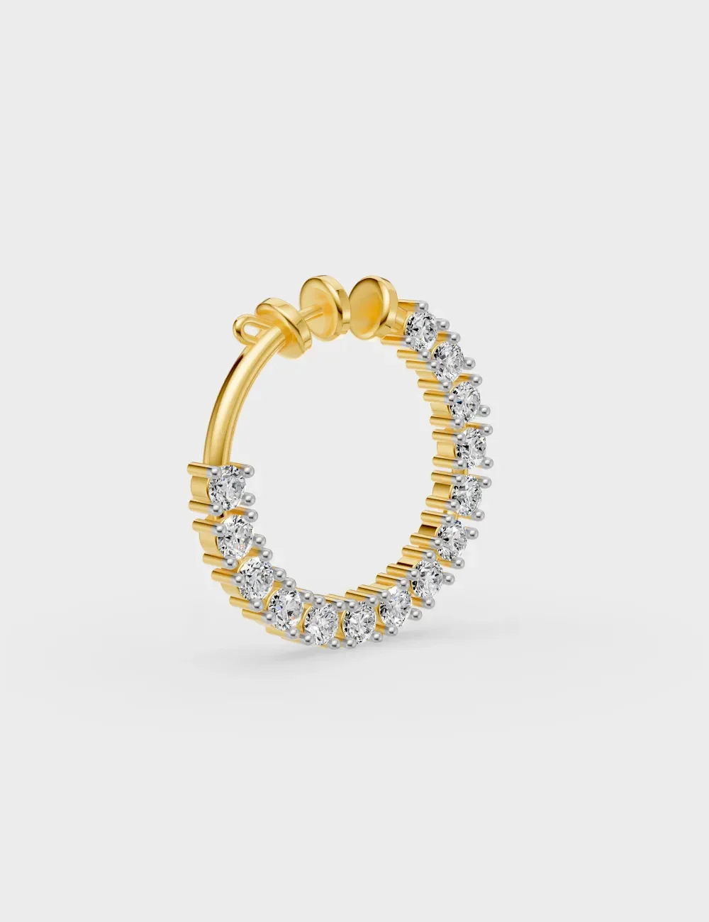 9KT Gold Diamond Hoop Nose Ring for Women 4