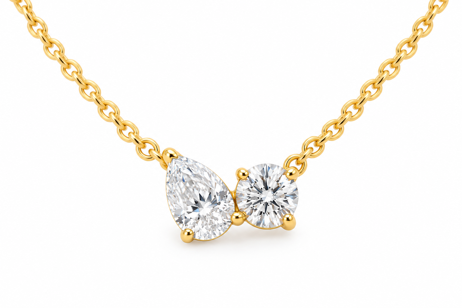 9KT Gold Toi et Moi Pear and Round Diamond Mangalsutra 6