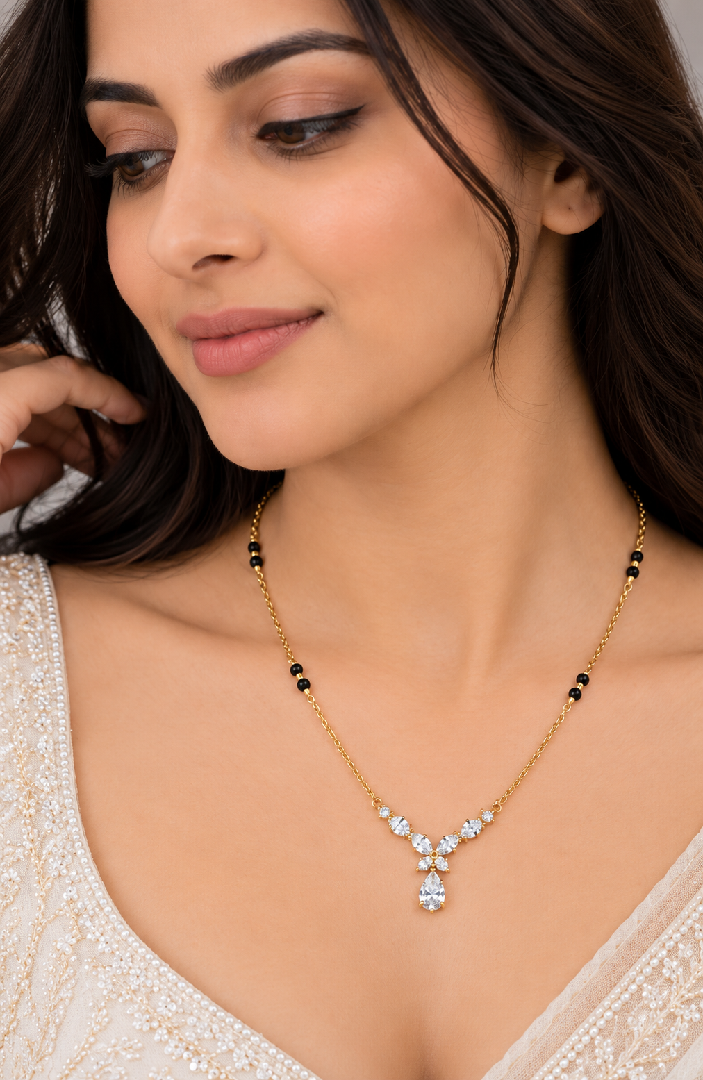 Butterfly Pear-Design Diamond Mangalsutra 2