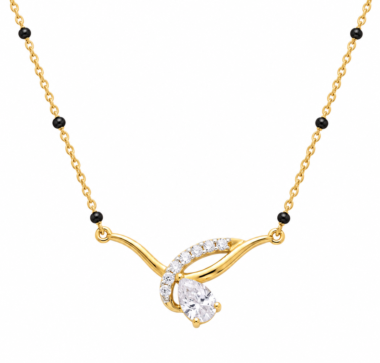 9KT Gold Interlocking Pear Diamond Mangalsutra 3