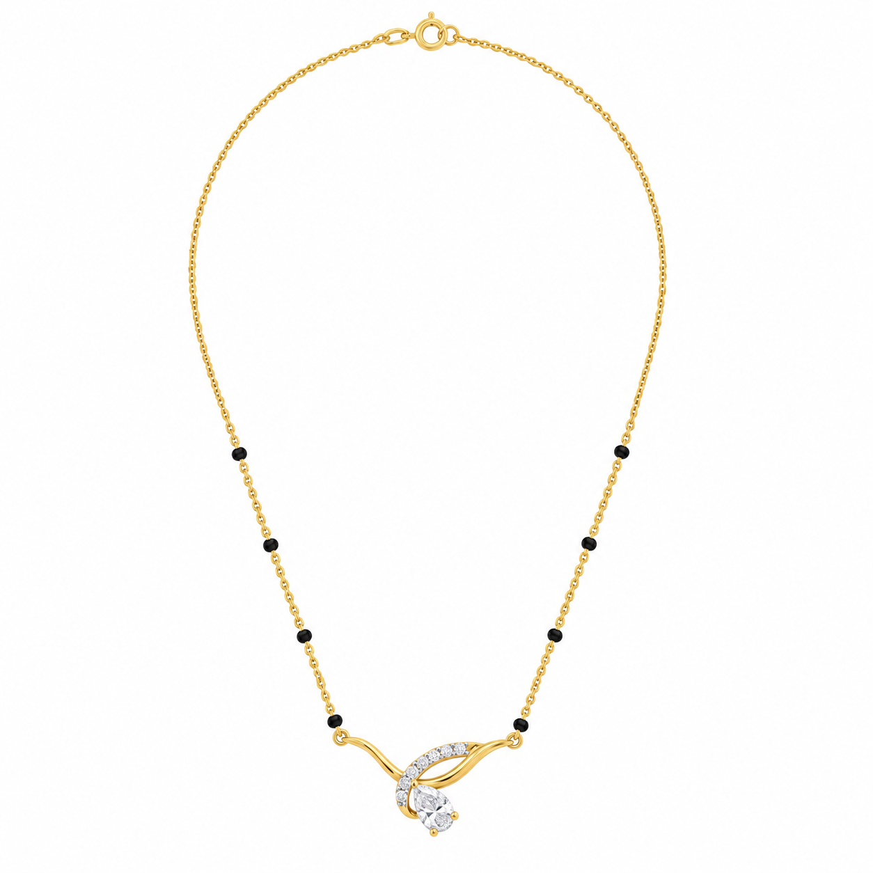 9KT Gold Interlocking Pear Diamond Mangalsutra 5