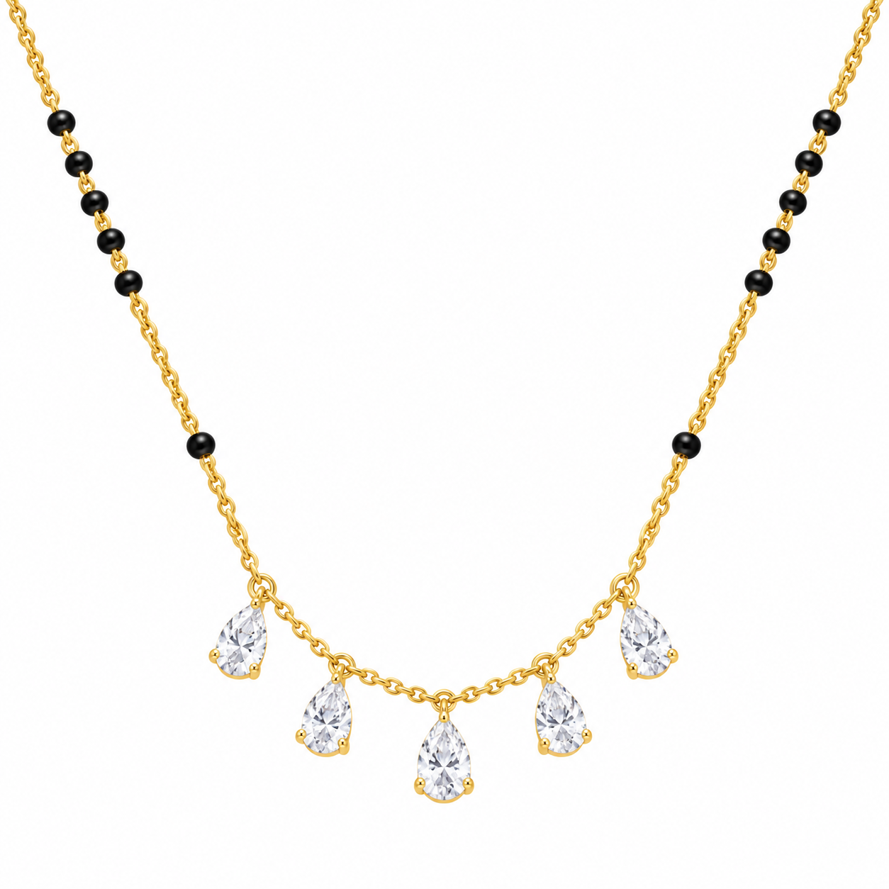 9KT Gold Pear Diamond Mangalsutra Necklace for Women 4