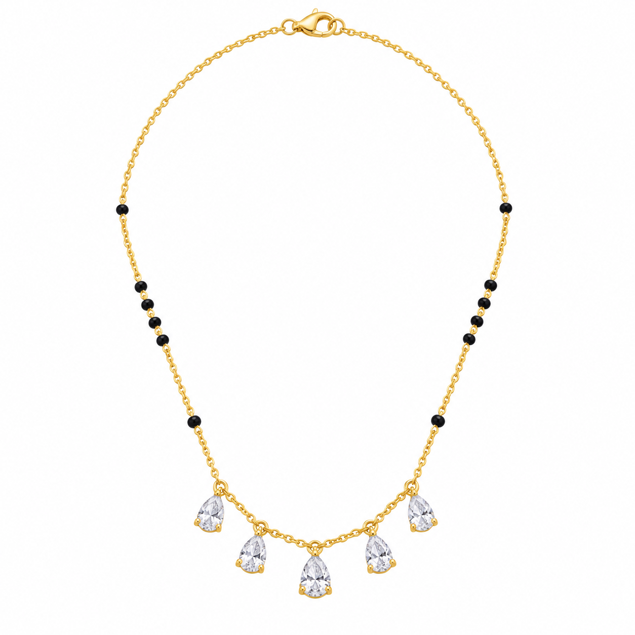 9KT Gold Pear Diamond Mangalsutra Necklace for Women 5