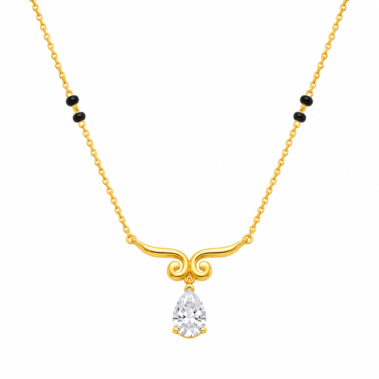 9KT Gold Teardrop Diamond Mangalsutra for Women 4