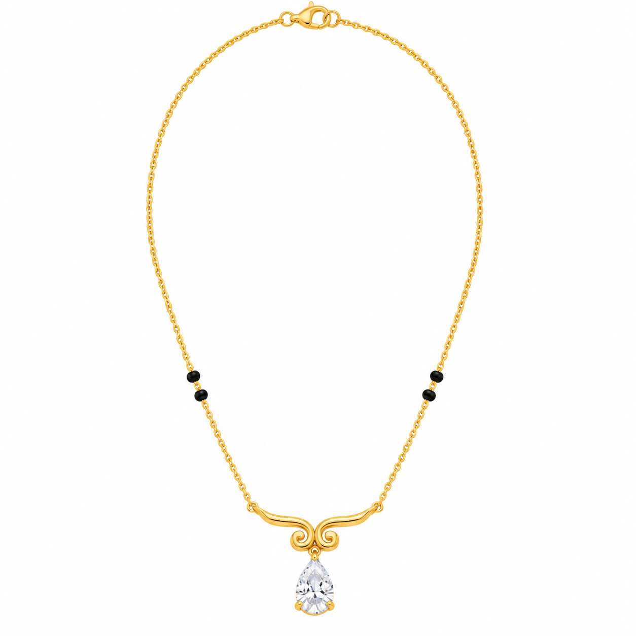 9KT Gold Teardrop Diamond Mangalsutra for Women 5