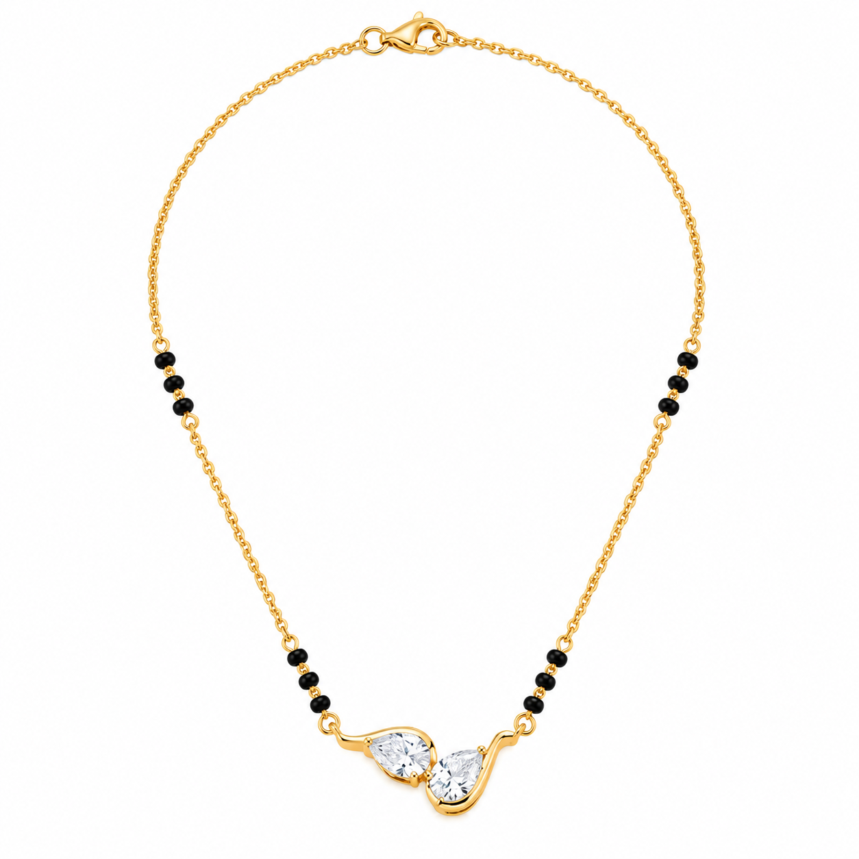 9KT Gold Twin Pear Diamond Mangalsutra for Women 4