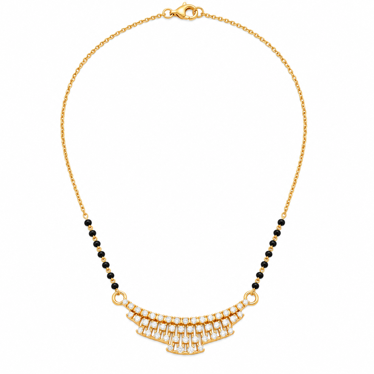 9KT Gold Multi-Row Diamond Mangalsutra for Women 5