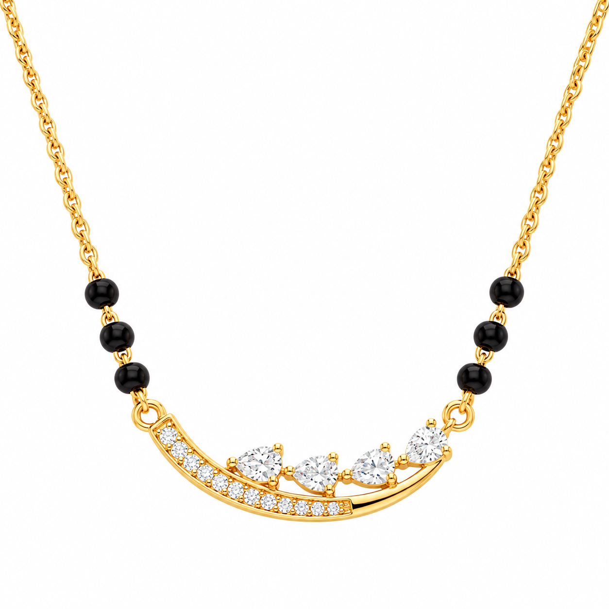 9KT Gold Crescent Diamond Mangalsutra for Women 6