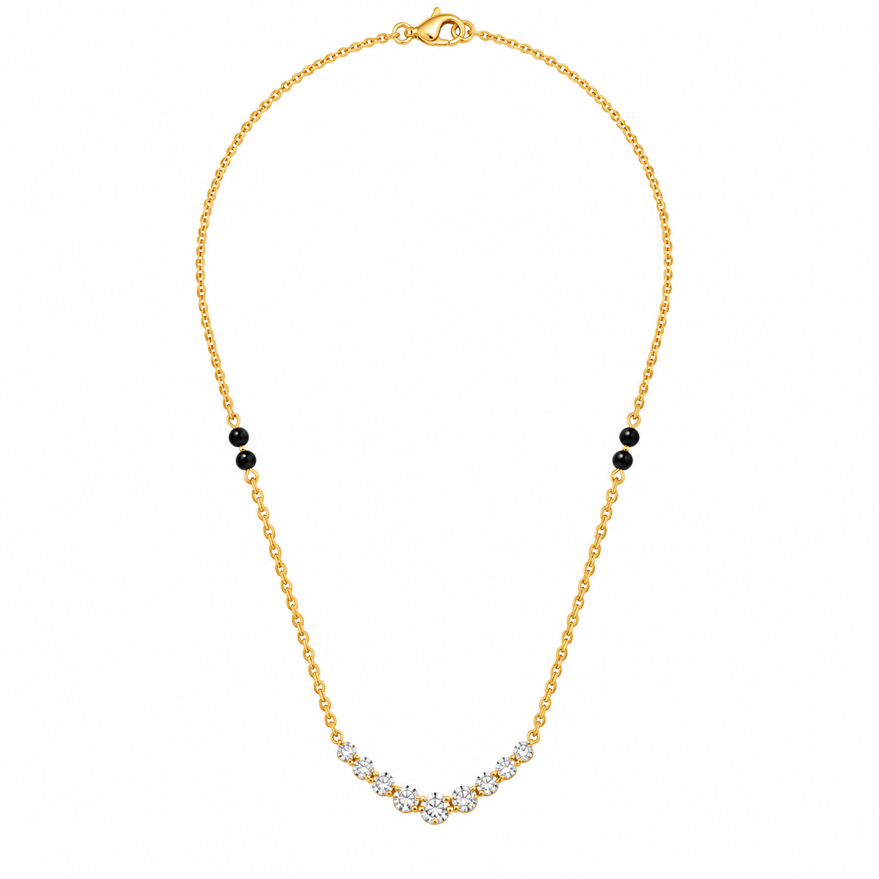 9KT Gold Graduated Round Diamond Mangalsutra for Women 3