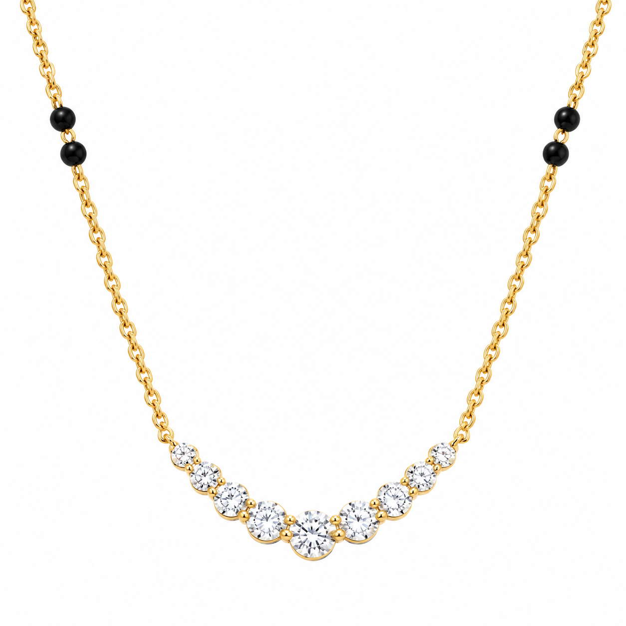 9KT Gold Graduated Round Diamond Mangalsutra for Women 5