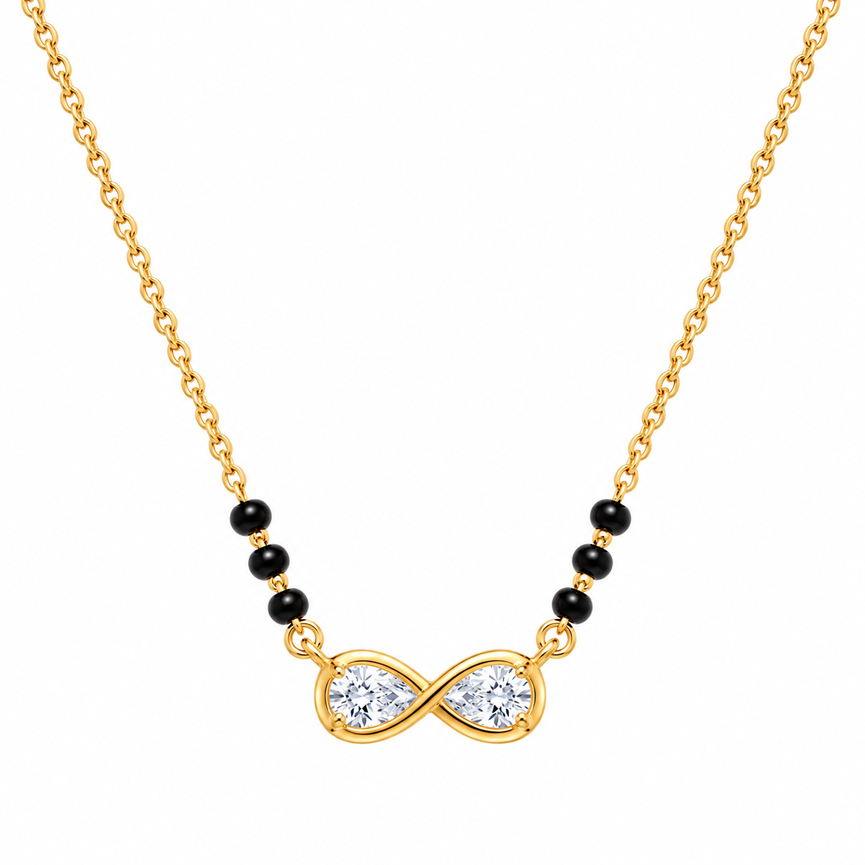 9KT Gold Infinity Pear Diamond Mangalsutra for Women 5