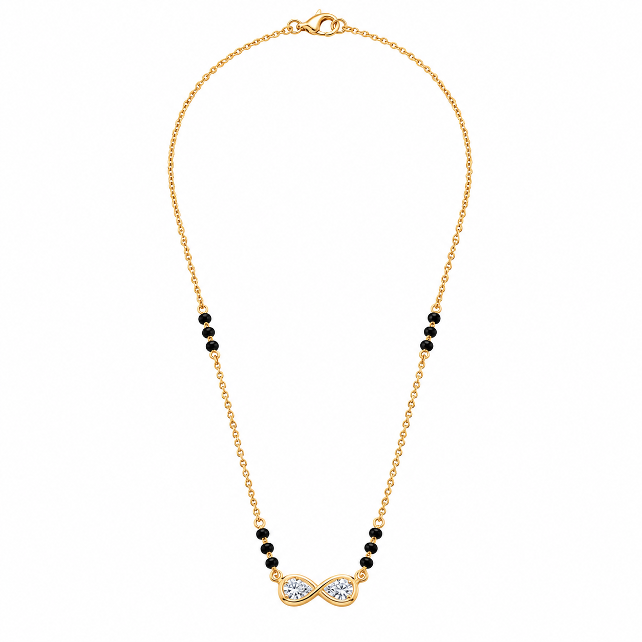 9KT Gold Infinity Pear Diamond Mangalsutra for Women 6