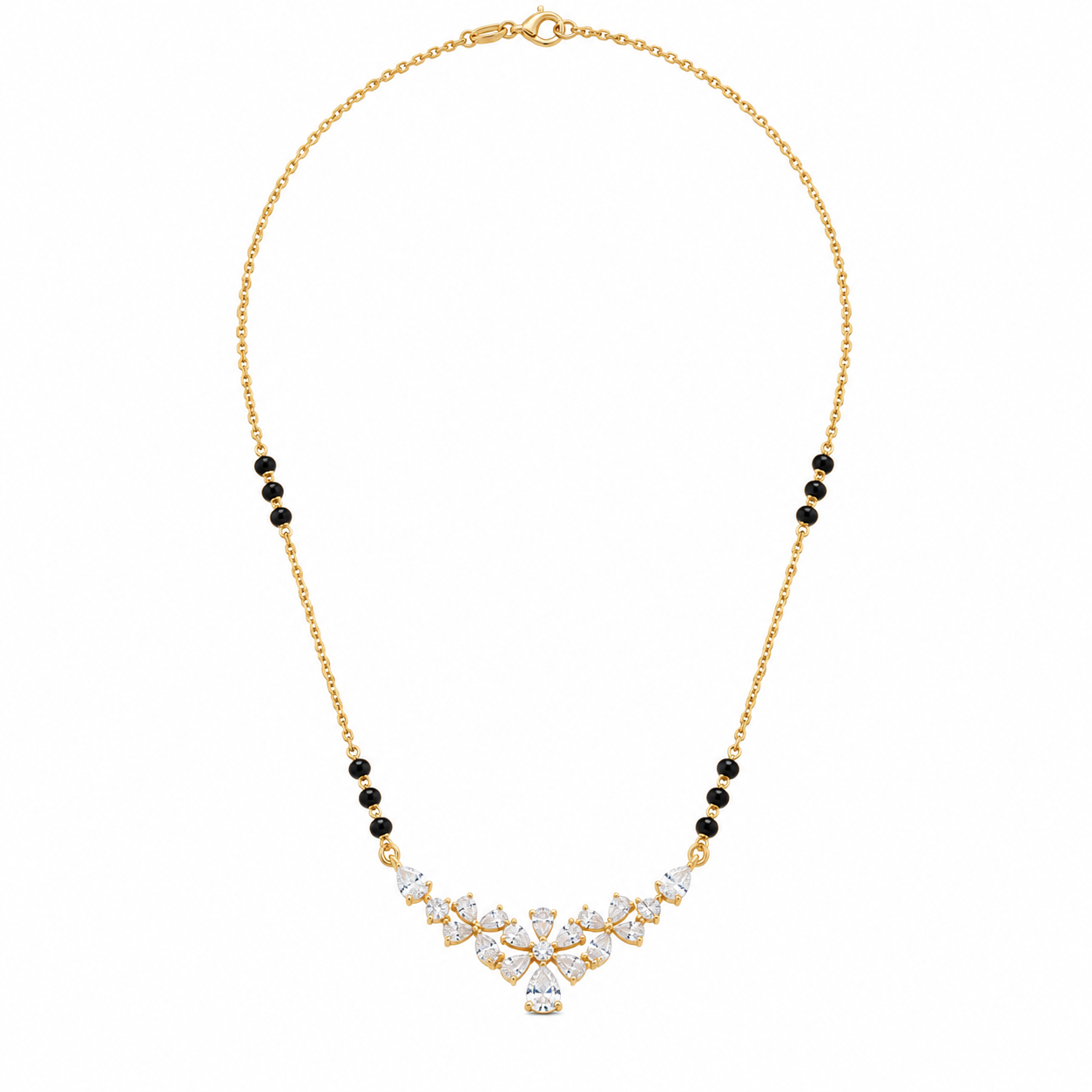 9KT Gold Floral Pear & Marquise Diamond Mangalsutra 2