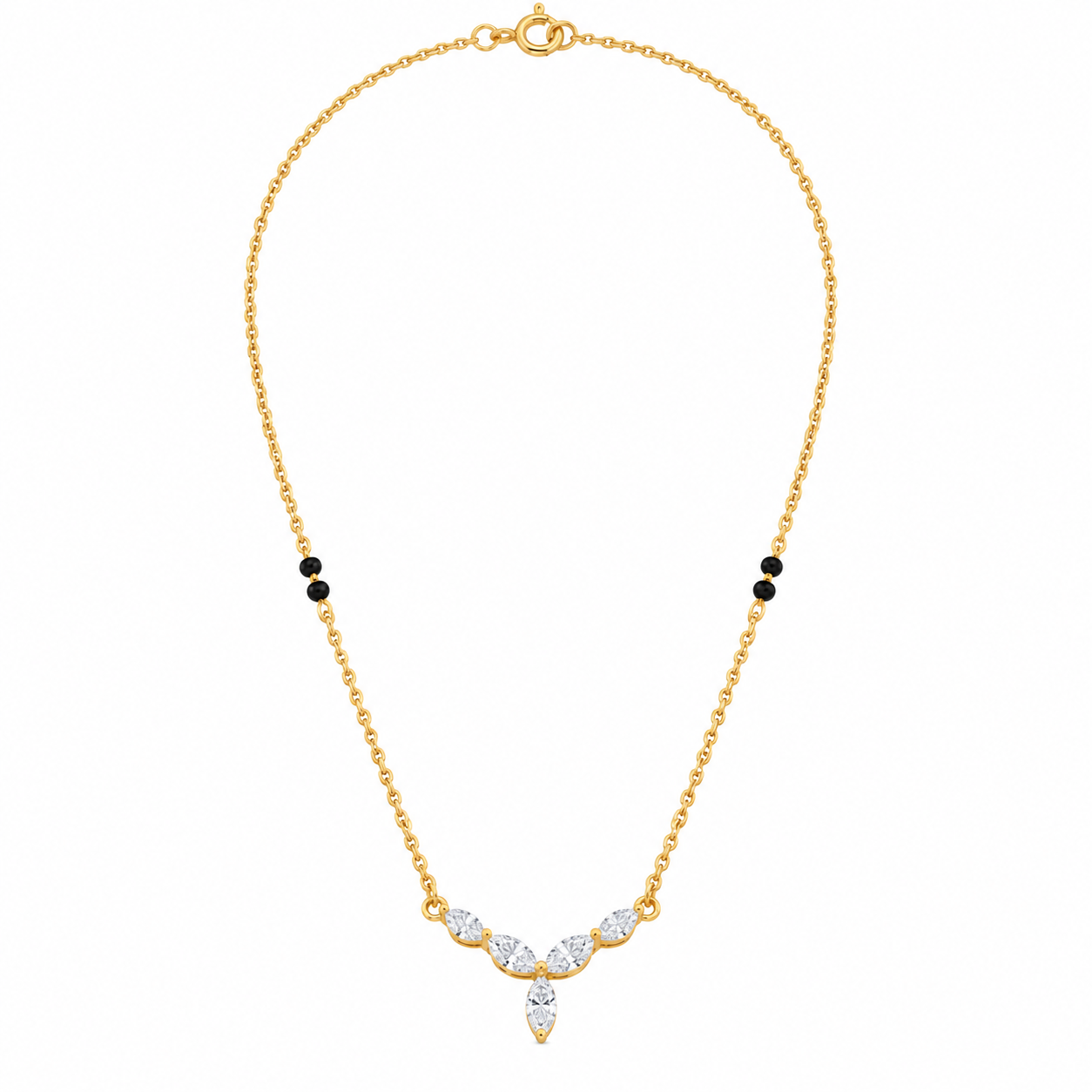9KT Gold Marquise Diamond V-Shaped Mangalsutra for Women 3