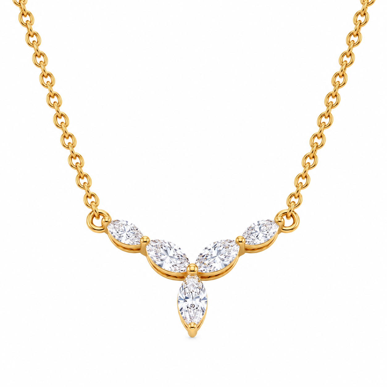 9KT Gold Marquise Diamond V-Shaped Mangalsutra for Women 5