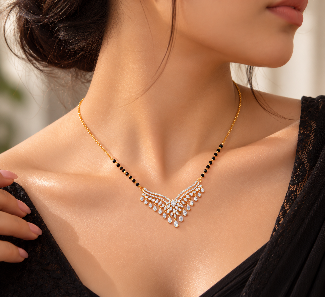 9KT Gold Diamond Chandelier Mangalsutra for Women 3
