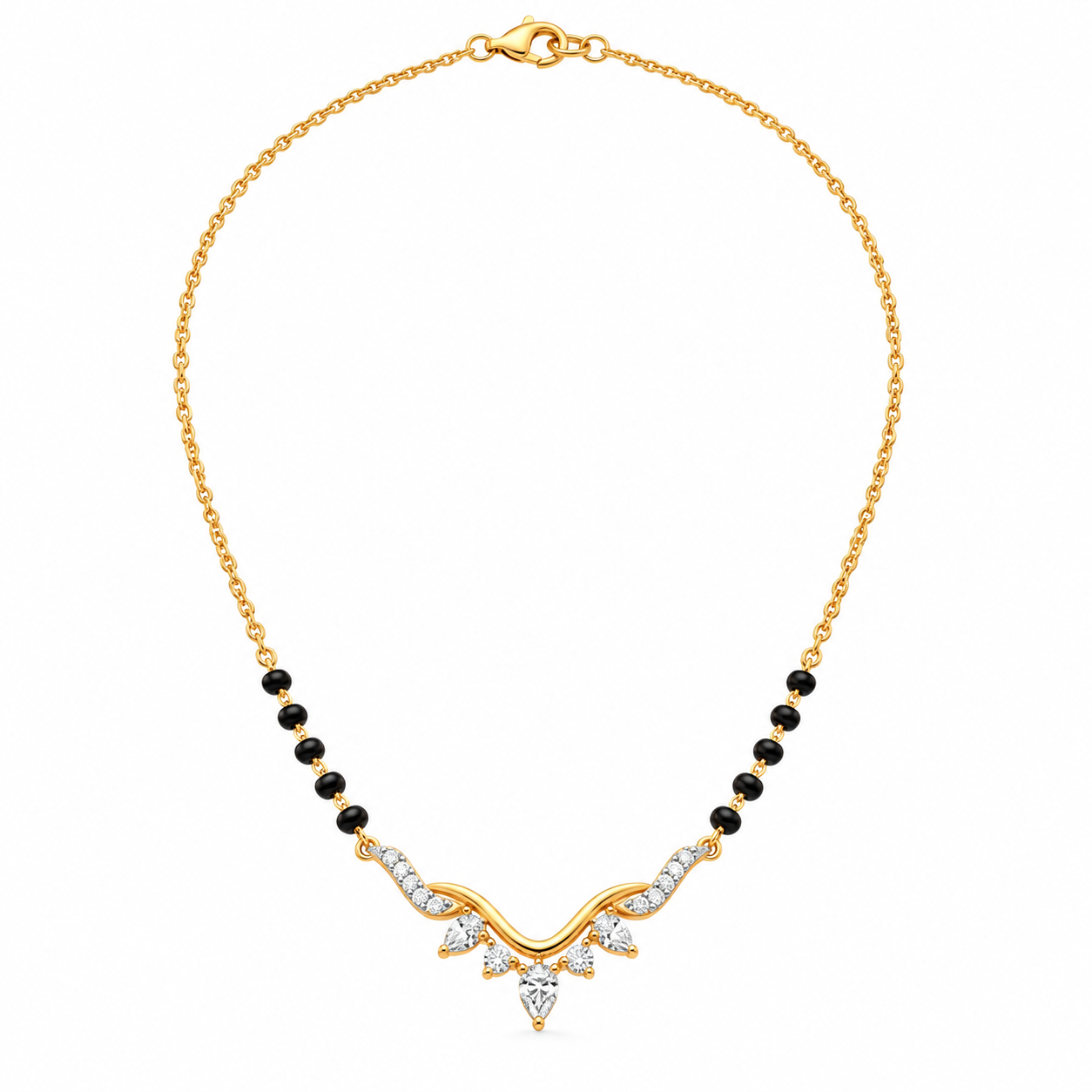 9KT Gold Chevron Diamond Tiara Mangalsutra for Women 4