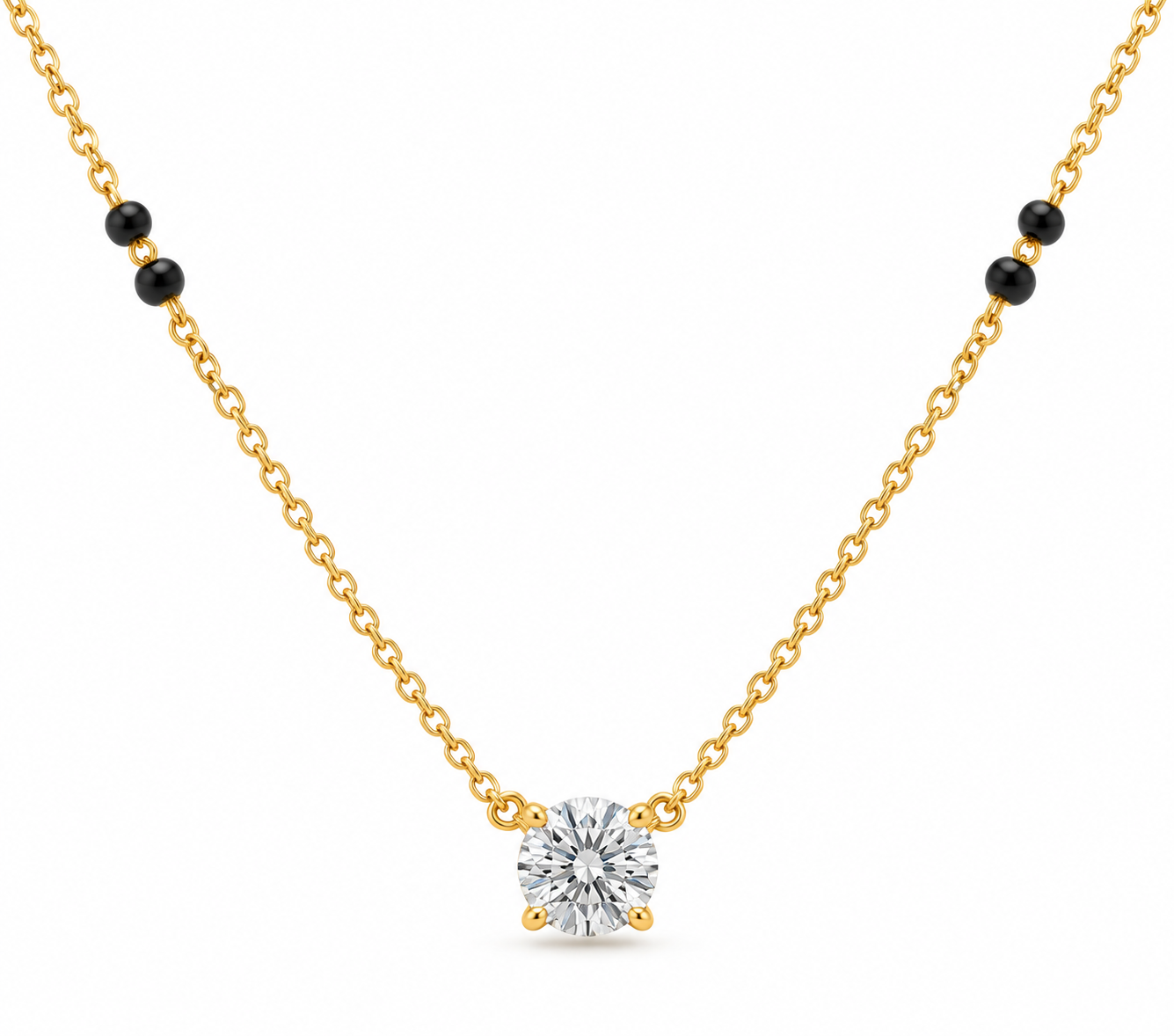 9KT Gold Solitaire Diamond Mangalsutra for Women 4