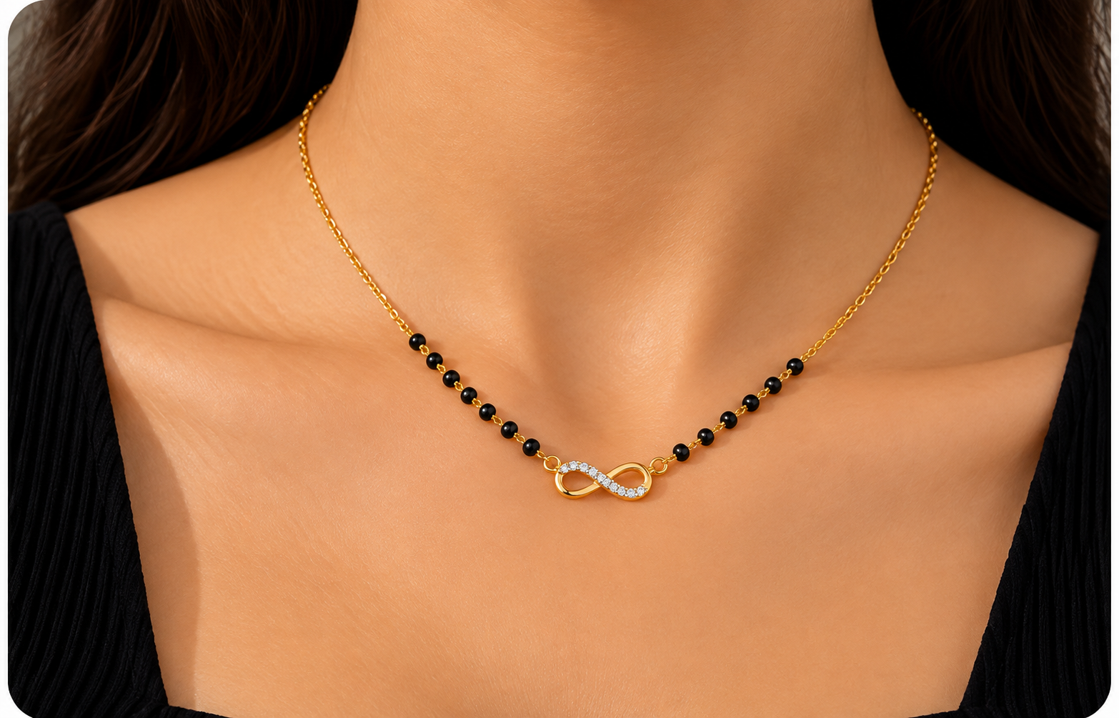 9KT Gold Infinity Diamond Mangalsutra for Women 3