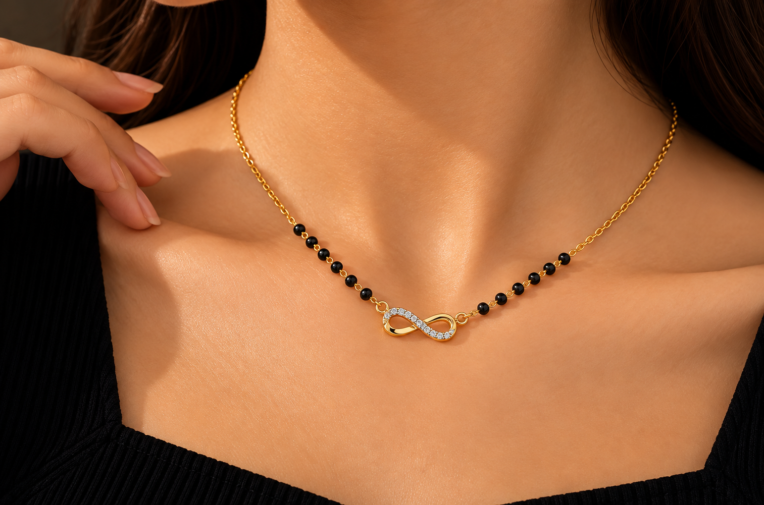 9KT Gold Infinity Diamond Mangalsutra for Women 4