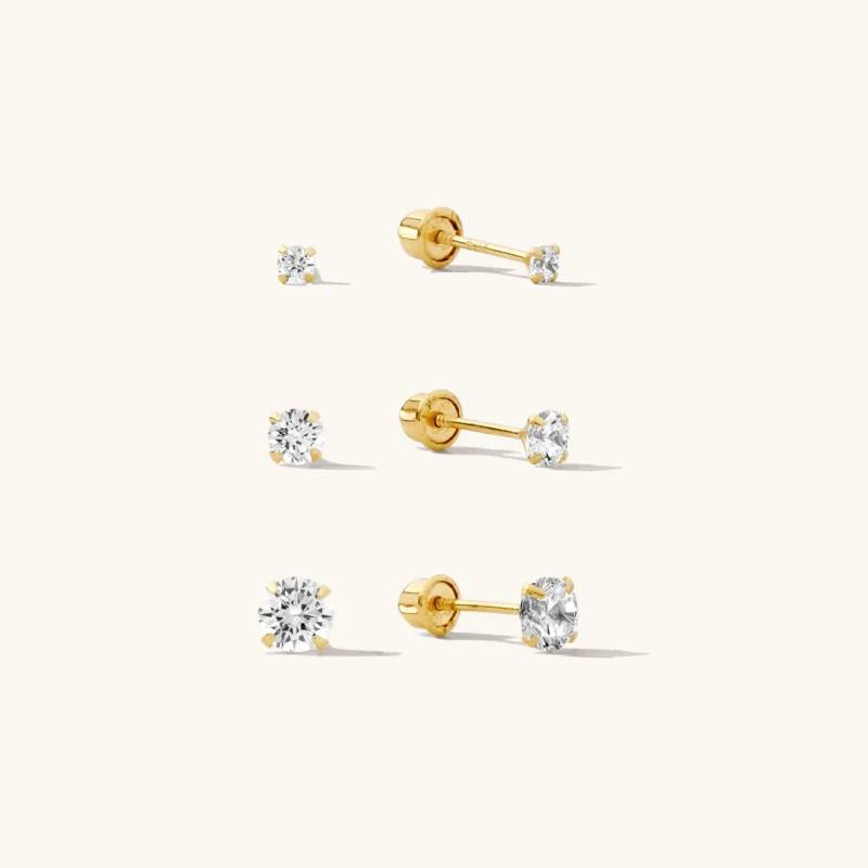 Tiny Screwback Stud Earrings - 9k Solid Gold