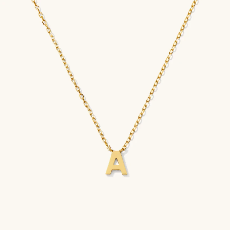 Tiny Initial Necklace - 9k Solid Gold