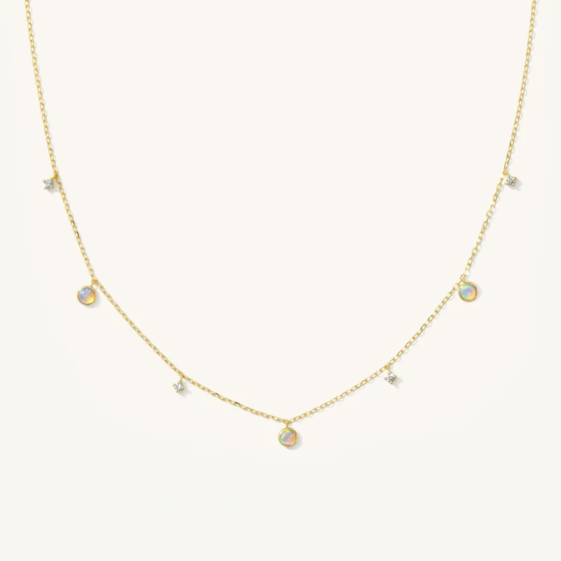 Opal + Diamond Station Necklace - Reversible