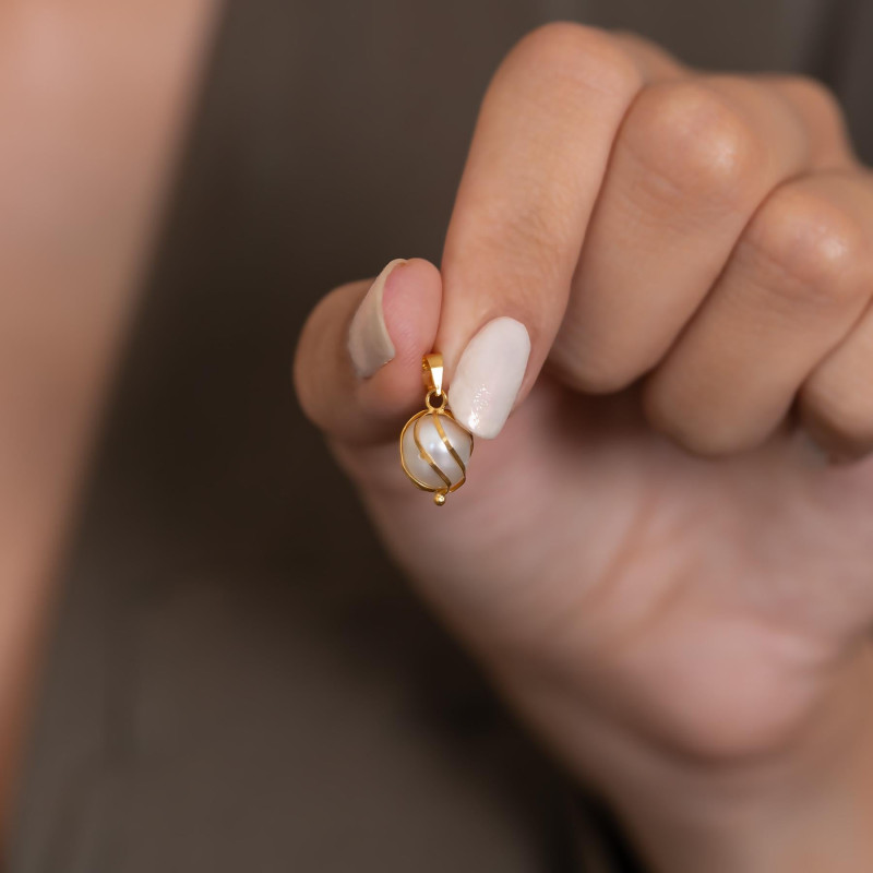 9K Gold Pearl Cage Pendant