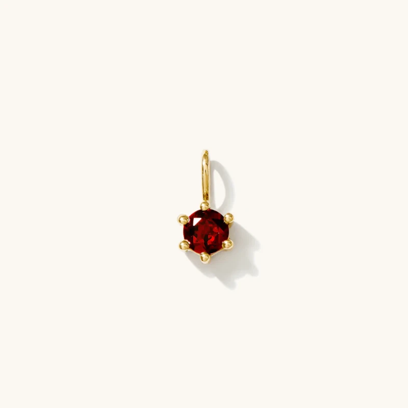 Garnet Charm (January Birthstone) - 9k Solid Gold