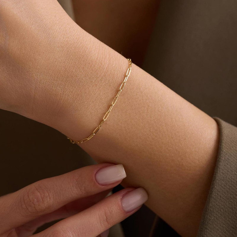9K Gold Paperclip Bracelet 2mm