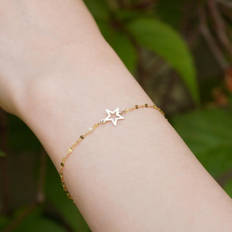 9K Gold Hollow Star Mirrored Chain Bracelet