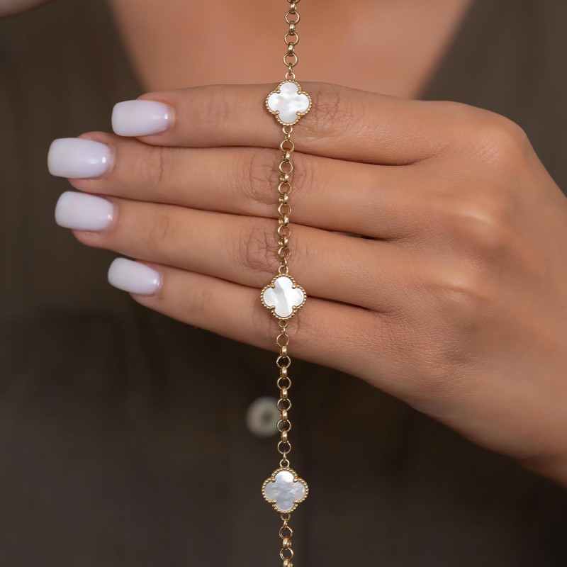 9K Gold White Clover Bracelet