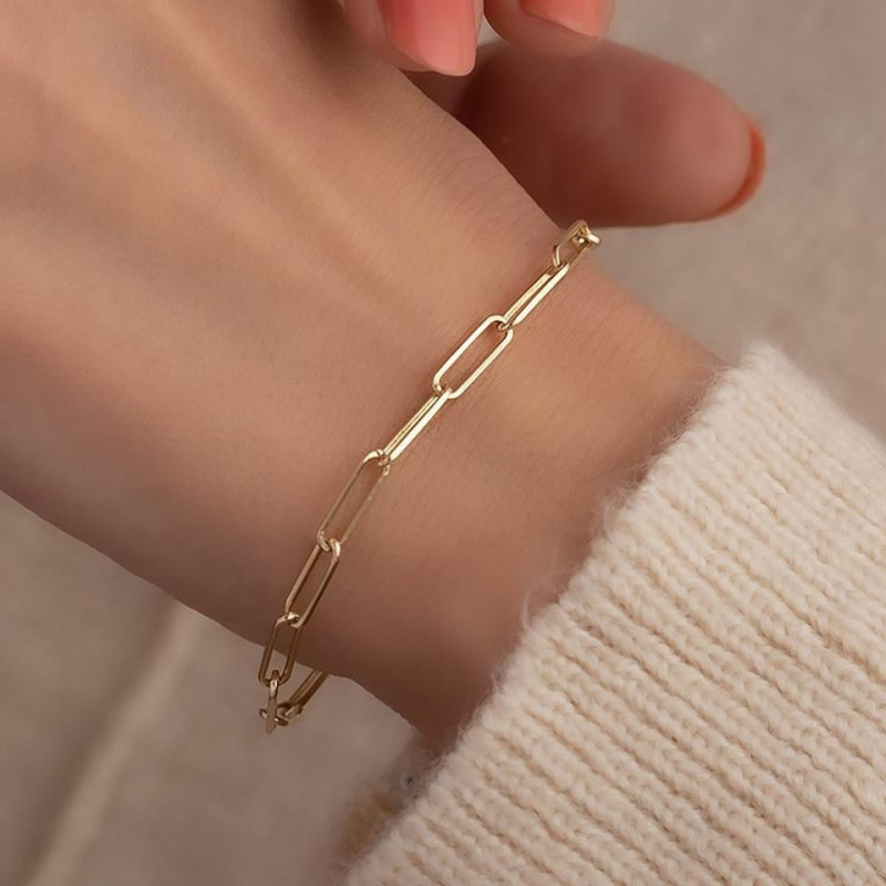 9K Gold Paperclip Bracelet